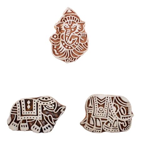 Set of 3 Piece New Mix Wooden Printing Block